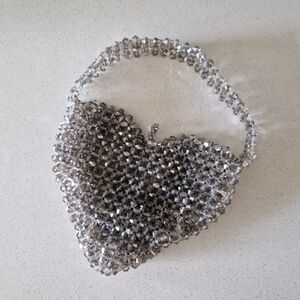 Zara Crystal Heart Shaped Beaded Bag - crossbody & handheld